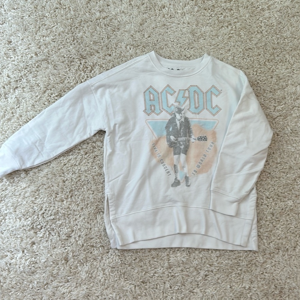 White AC DC band Sweatshirt, Size XS